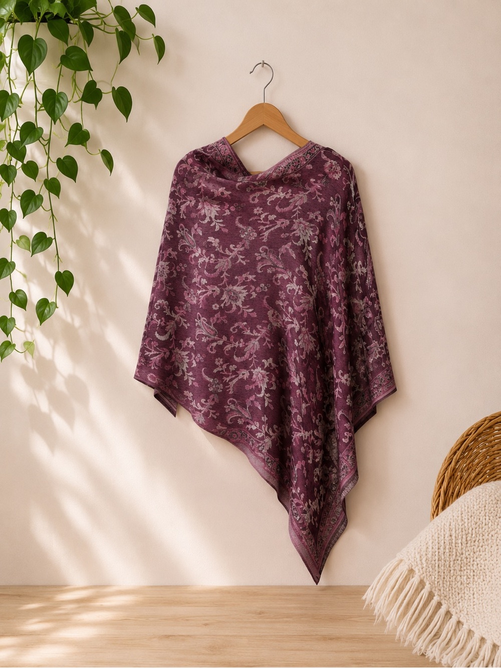 J. Jill - Jacquard Floral Asymmetric Poncho